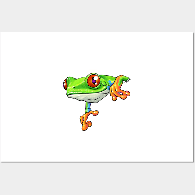 Red Eyed Tree Frog Hanging Out Wall Art by RJKpoyp